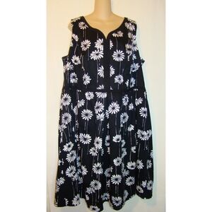 Talbots Plus Black and White Daisy Floral Print Dress Retail $169 Size 18W  D121